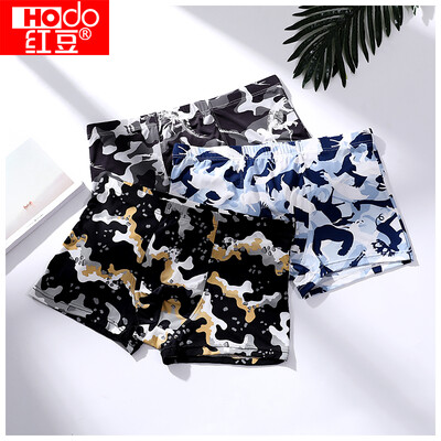 

Red beans 2019 spring&summer new mens underwear ultra-fine ice silk light&breathable fashion printing youth sports boxer shorts 213 three-color set 180100