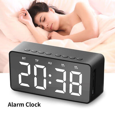 

Portable Bluetooth Speaker Mirror LED Alarm Clock Digital Wall Clock