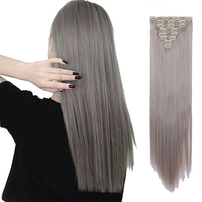

8 PcsSet Fashion Long Curly Wavy Straight Clip In Hair Extension Sexy Heat Resistant Party Hair Natural Synthetic Hair For Women