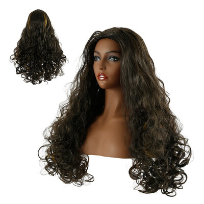 

Willstar 70cm Lady Wig Long Curly Wig Wavy Synthetic Black Brown Wig