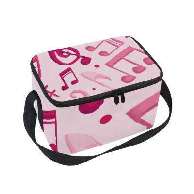 

ALAZA Insulated Lunch Box Pink Music Lunch Bag for Men Women Portable Tote Bag Cooler Bag