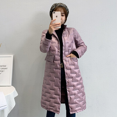 

Lightweight down jacket womens long section fashion thick white duck down large size slim jacket