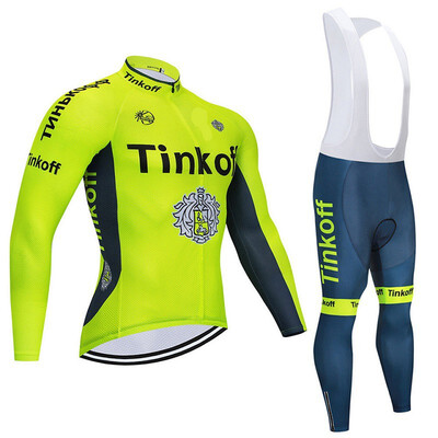 

Cycling jersey 2018 pro team Tinkoff winter thermal fleece bicycle clothing set ropa ciclismo invierno bike jersey bib pants kit