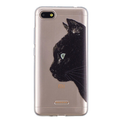 

MOONCASE Millet Red Rice 6A High Translucent TPU-Black Cat Head