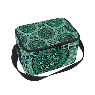 

ALAZA Insulated Lunch Box Green Vintage Flower Lunch Bag for Men Women Portable Tote Bag Cooler Bag