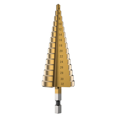 

14pcs HSS Steel Hex Shank Step Cone Titanium Drill Bits Tool Set Coated Hole Cutter 4-12 202232mm