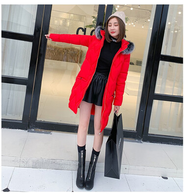 

Down cotton womens long section thick large fur collar coat winter jacket