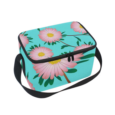 

ALAZA Lunch Box Insulated Pink Aster Flower Lunch Bag Large Cooler Tote Bagfor Men Women