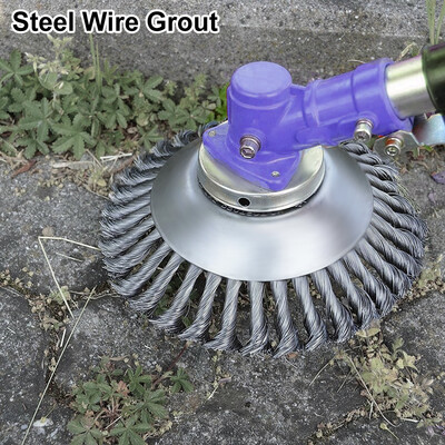 

8" Steel Wire Wheel Brush Grass Trimmer Head for Garden Lawn Mower Weed Cleaning
