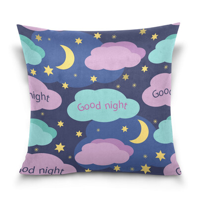 

ALAZA Throw Pillow Cover 16 X 16 inch Cushion Cover with Good Night Printed Pillowcase