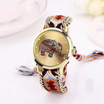 

Automatic Mechanical Ethnic-style Man Woman Quartz Knit Elephant Watch Plush Band