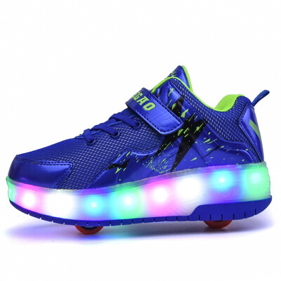 

Kids Glowing Sneakers With Wheels Girls Boys Jazzy LED Light Up Roller Skate Sport Luminous Lighted Shoes Children Sports Shoes