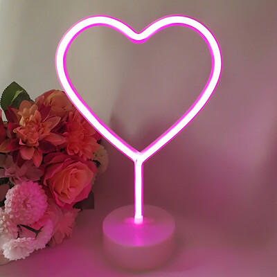 

FlamingoCactusMoonHeartAngelStarLightning Neon Signs LED Light with Holder Base for Party Supplies Removable Home Table Deco