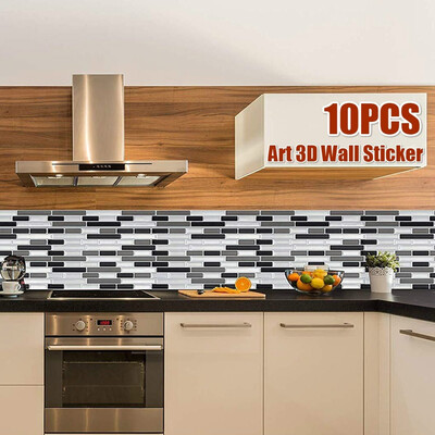 

610pcs Art 3D Self-adhesive Wall Sticker Waterproof Mosaic Kitchen Bathroom Wallpaper Sticker Tiles