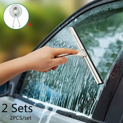 

Willstar 2PCSset Stainless Steel Glass Window Wiper Cleaner Squeegee Bathroom Mirror Car Blade