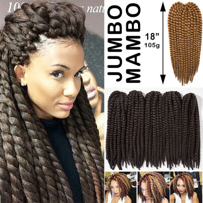 

Twist Crochet Hair 18 inch For Women Small Havana Mambo Twist Crochet Hair Braiding 12 strandspack Synthetic Hair Extensions