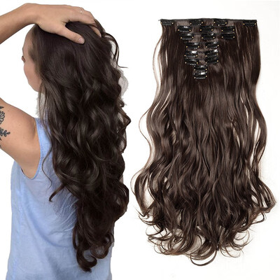 

8 PcsSet Fashion Long Curly Wavy Straight Clip In Hair Extension Sexy Heat Resistant Party Hair Natural Synthetic Hair For Women