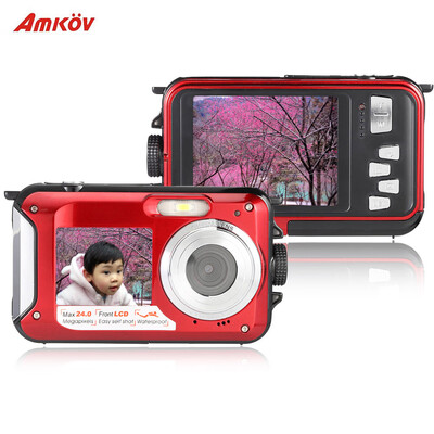 

Amkov Double Dual LCD Display 27" Main Screen HD 24MP 16X Digital Zoom 1080P 30FPS Anti-shake Selfie Self-portrait Digital Camera