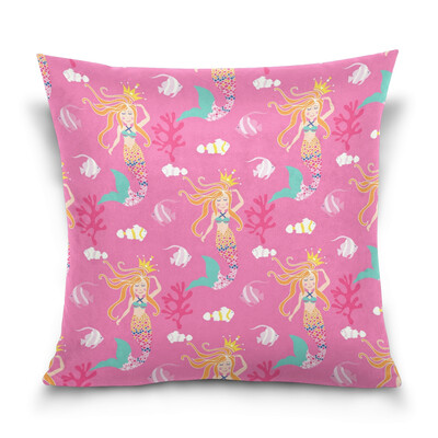 

ALAZA Throw Pillow Cover 16 X 16 inch Christmas Gift Cushion Cover with Pattern With Mermaid Printed Pillowcase