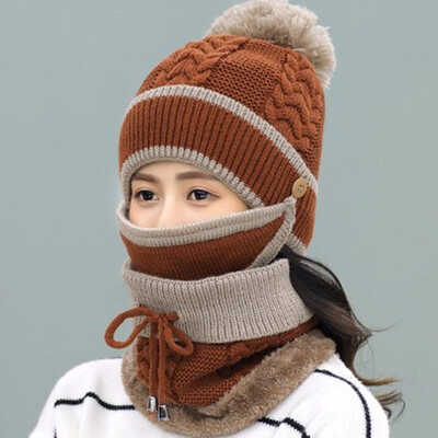 

Winter hat ladys woollen cap with fleece&thick knit cap