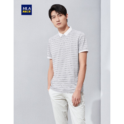 

HLA Haishu House Short Sleeve POLO Male 2019 Summer New Comfort Stripe Pearl Short T Male HNTPD2R096A Medium Gray Stripe 96 18096A 52