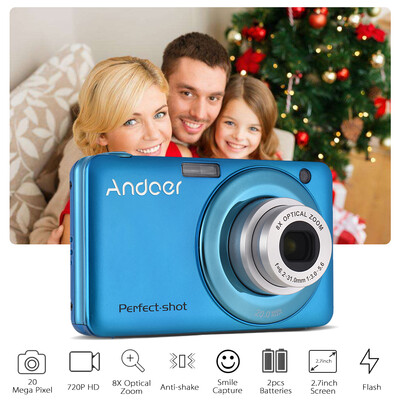 

Andoer 20MP 720P HD Digital Camera Video Camcorder with 2pcs Rechargeable Batteries 8X Optical & 4X Digital Zoom Anti-shake 27inc