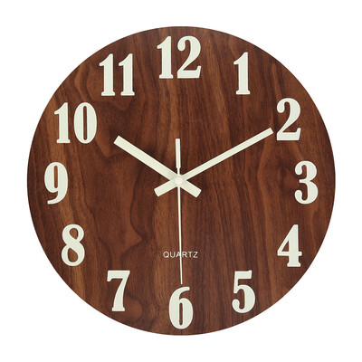 

Willstar Luminous Wall Clock Silent Wooden Night Lights Round Wall Clock Battery Not Included