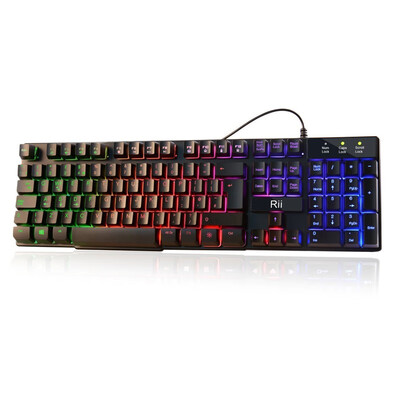

New Hot Rii RK100 Multiple Color Rainbow LED Backlit Large Size usb Wired Mechanical Feeling Gaming Keyboard For Windows OS