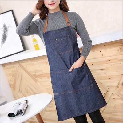 

Aprons Cowboy Simple Antifouling Uniform Unisex Denim Sleeveless Aprons for Woman Kitchen Chef Cooking pinafore 7165cm