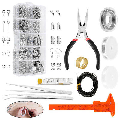 

1Set DIY Jewelry Findings Set Jewelry Beading Making&Repair Tools Kit Pliers Beads Wire Starter Tool