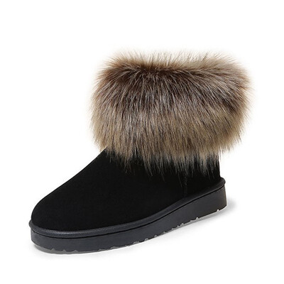 

2018 autumn&winter snow boots women fashion fox fur warm cotton short boots woman waterproof non-slip flat shoes woman