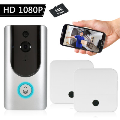 

HD 1080P WiFi Smart Wireless Security Doorbell with 32G TF Card2PCS 18650 Batteries Smart Visual Intercom Recording Video Door Ph