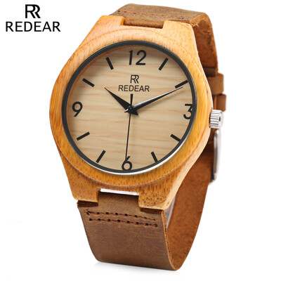 

REDEAR SJ 1448 - 8 Wooden Male Quartz Watch Leather Strap Wristwatch