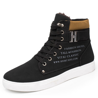 

2018 Hot Men Shoes Fashion Warm Fur Winter Men Boots Autumn Leather Footwear For Man New High Top Canvas Casual Shoes Men