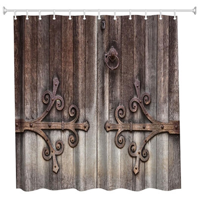 

Carving Door Polyester Shower Curtain Bathroom Curtain High Definition 3D Printing Water-Proof