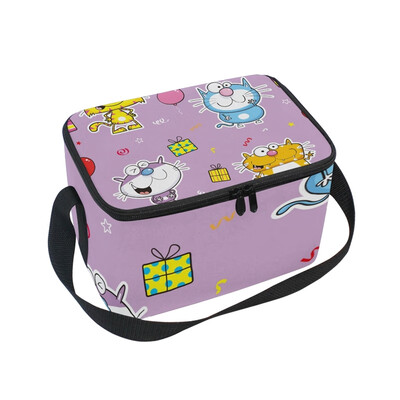 

ALAZA Insulated Lunch Box Lovely Smile Cats Lunch Bag for Men Women Portable Tote Bag Cooler Bag