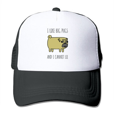 

I Like Big Pugs&I Cannot Lie Mesh Trucker CapsHats Adjustable For Unisex Black