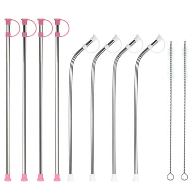 

10pcsset 105" Stainless Steel Straws with Silicone Dust Cover Reusable Stainless Steel Straws Drinking Straw 4 Bent 4 Straight S
