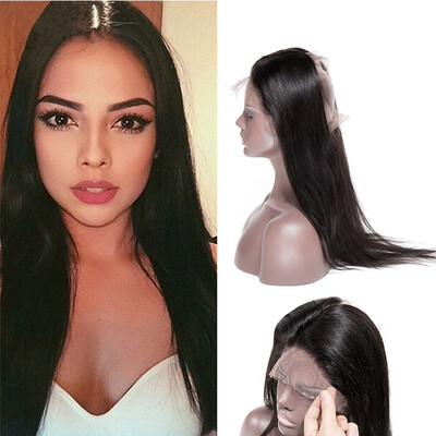 

Hair Brazilian Virgin Hair Body Wave Straight Bundles with 360 Lace Frontal Pre Plucked Closure Full Frontal Lace Natural Color