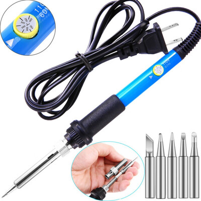 

110V 60W Electric Iron Gun Adjustable Temperature Welding Soldering Iron Tool With 5pcs Iron Tips Tool Kit
