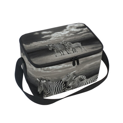 

ALAZA Lunch Box Insulated Lunch Bag Large Cooler Landscape Zebra Tote Bag