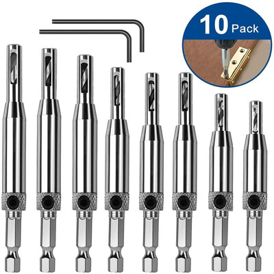 

Willstar 10Pcs Hinge Drill Bit Set HSS Self Centering Drill Bits Woodworking Hinge Hardware Pilot Hole Drill Bit