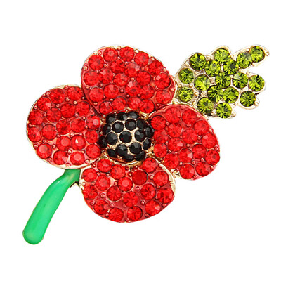 

Willstar Women Poppy Lapel Pin Badges Red Crystal Enamel Brooch
