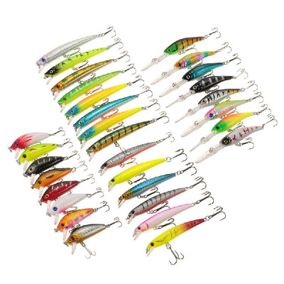 

43pcs Assorted Size Minnow Fly Fishing Lures Pencil Popper Crankbaits Carp Fishing Wobbler Suspending Artificial Hard Baits Kit Fi