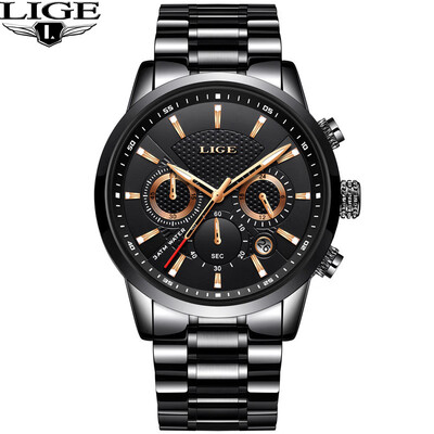

Mens business quartz watch mens sports waterproof watch mens casual fashion all steel watch