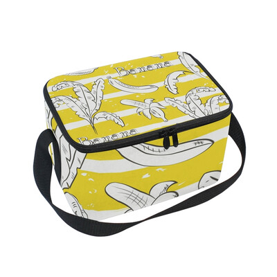 

ALAZA Insulated Lunch Box Yellow Banana Lunch Bag for Men Women Portable Tote Bag Cooler Bag