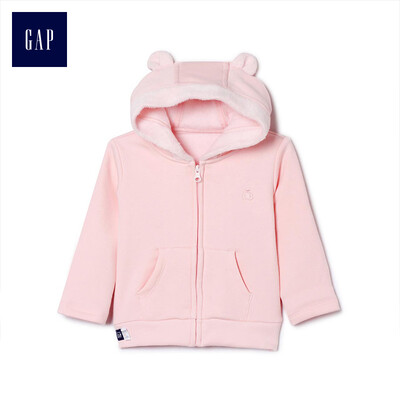 

GAP flagship store newborn basic hooded zipper long-sleeved sweater 400005 light pink 3-6M