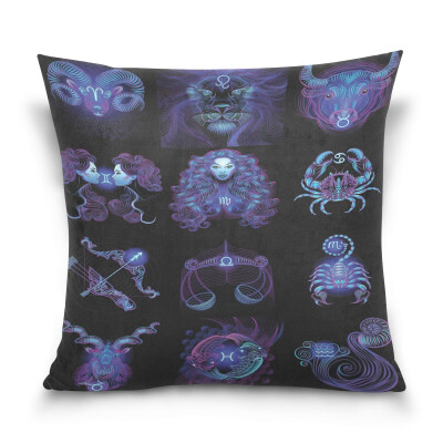 

ALAZA Throw Pillow Cover 16 X 16 inch Christmas Gift Cushion Cover with Horoscope Signs Printed Pillowcase