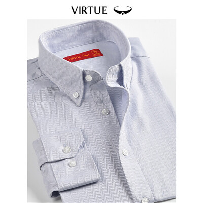 

Virtue rich color texture cotton long-sleeved shirt male 2019 spring new business casual buckle collar shirt male YCF30122506 light gray herringbone pattern 44