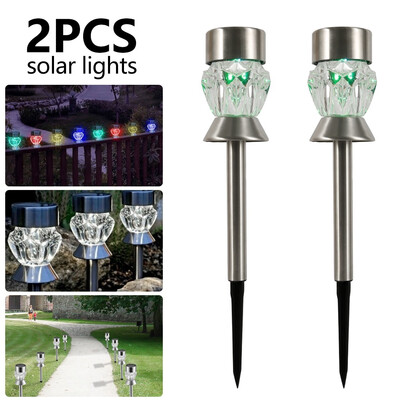 

2pcs Solar LED colorful Light Outdoor Path Garden Yard Lawn Landscape Spotlight Spot Lamp Design